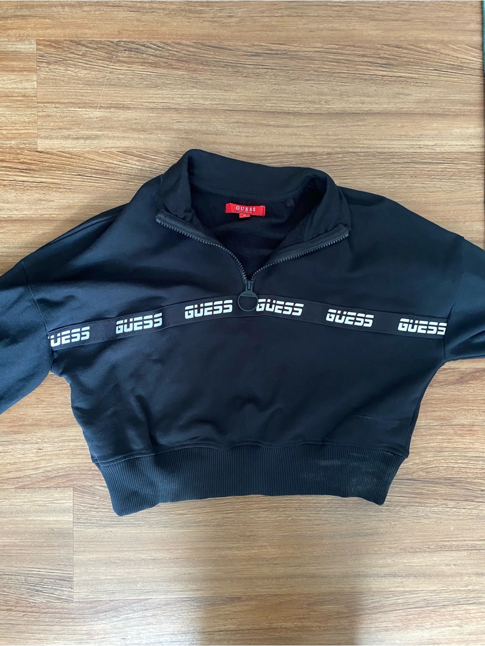Guess Black Sweatshirt with Red Branded Neck Tag